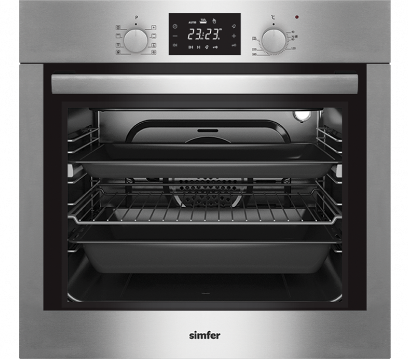 فرن كهرباء بلت ان سيمفر 60 سم– 8 وظائف – مروحة لتوزيع الحرارة+مروحة تبريد داخلية =- مؤقت ديجيتال يعمل باللمس - ستيل B 6719 ZERM